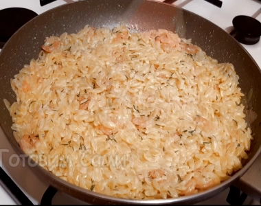 паста орзо, смешиваем ризони с сливочным соусом