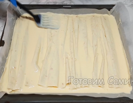 ленивый пирог из лаваша в заливке