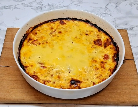 запеканка с курицей и ананасом, запекаем